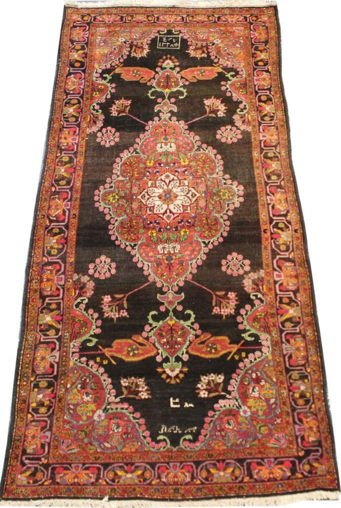 Reserve: 250 EUR        Bidjar-Gerus, Persien, um 1900, datiert 1328, ca. 2.82 x 1.25 m, Flor - Image 2 of 6