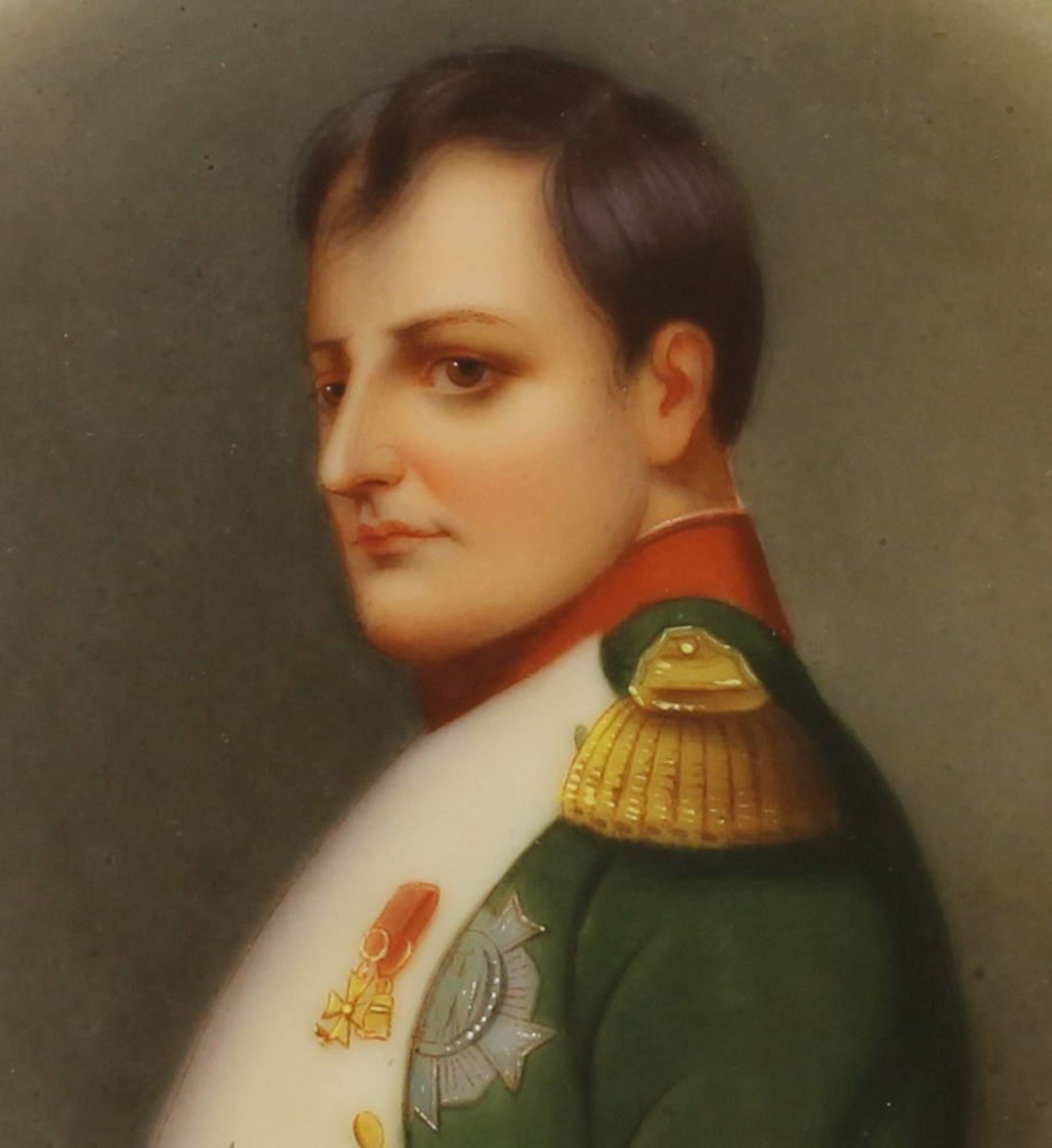 Reserve: 80 EUR        Miniatur, "Porträt Napoleon", Gouache auf Porzellan, rechts am Rand - Image 3 of 8