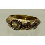 Reserve: 140 EUR        Ring, WG/GG 750, wohl Citrine/Blauopas, 6 g, RM 16