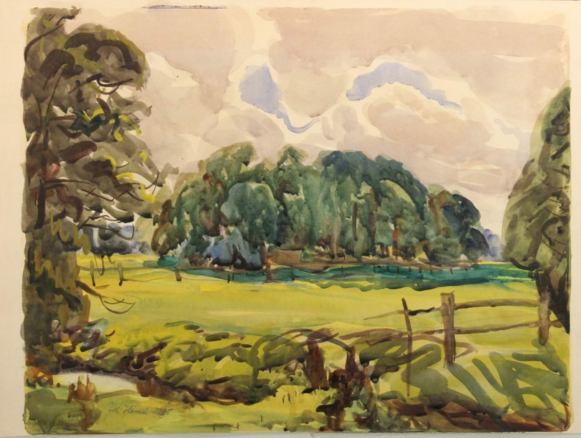 Reserve: 120 EUR        Hänsch, Johannes (1875 Berlin - 1945 ebda.), 2 Aquarelle, "Landschaften", - Image 12 of 14