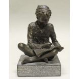 Reserve: 280 EUR        Bronze, "Schreibender Knabe", verso bezeichnet Ronzano 96(?), 2/20, auf
