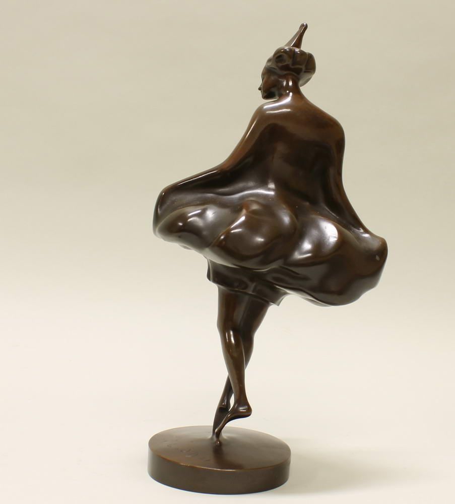 Reserve: 300 EUR        Bronze, braun patiniert, "Ballerina", bezeichnet auf dem flachen Sockel E. - Image 4 of 8