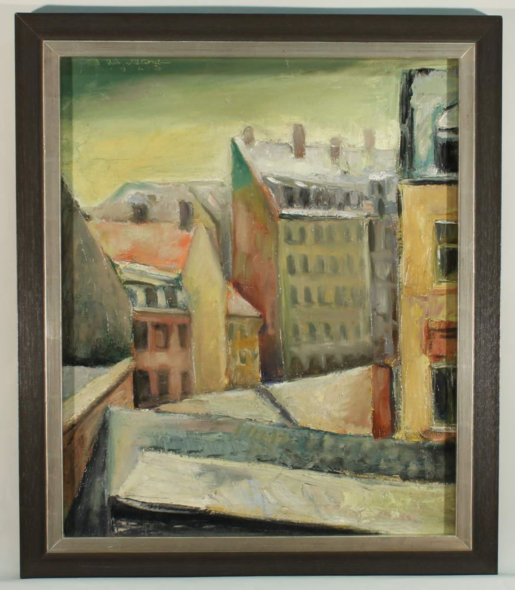 Reserve: 200 EUR        Stitzel, Richard (1893 Mannheim - 1982), "Großstadt im Winter", Öl auf - Image 4 of 8
