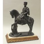 Reserve: 1600 EUR        Bronze, schwarzbraun patiniert, "Ungarischer Husar zu Pferd", auf dem