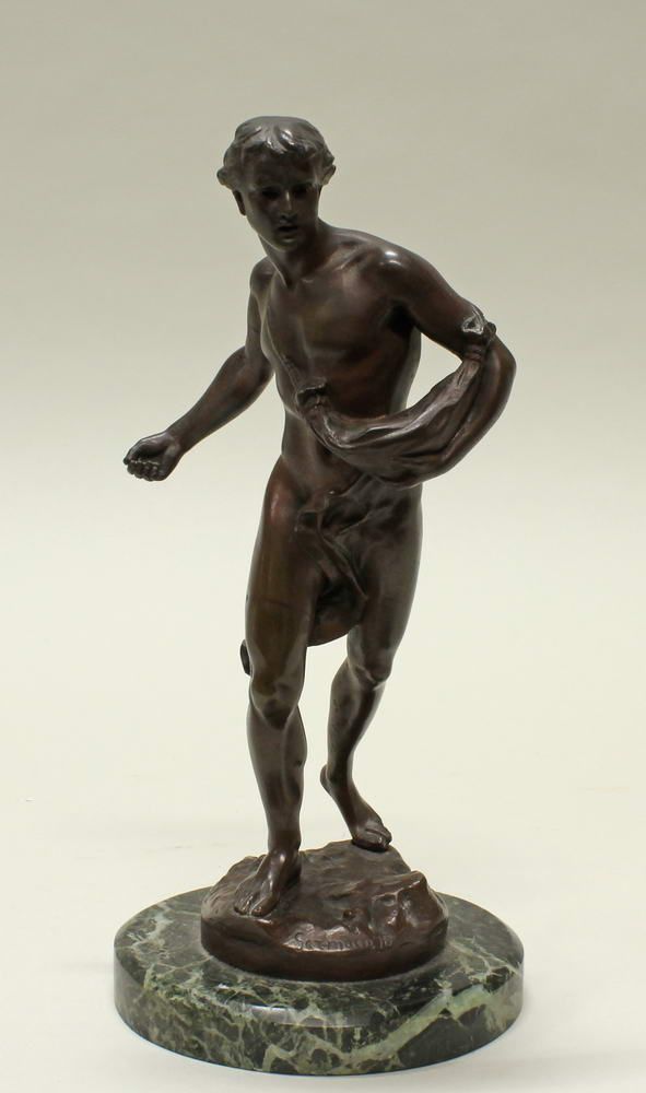 Reserve: 250 EUR        Bronze, "Der Säer", am Sockel bezeichnet J.B. Germain, 22 cm hoch, auf - Image 2 of 8