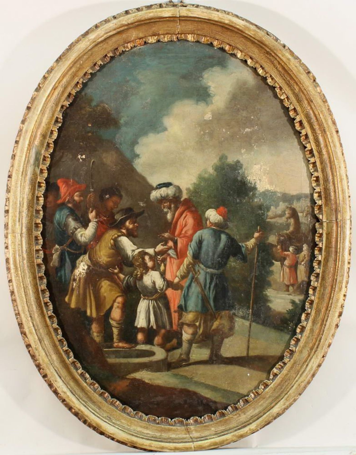 Reserve: 450 EUR        Deutscher Maler (um 1700), "Szene aus dem Leben Josefs", Öl auf Leinwand, - Image 2 of 6