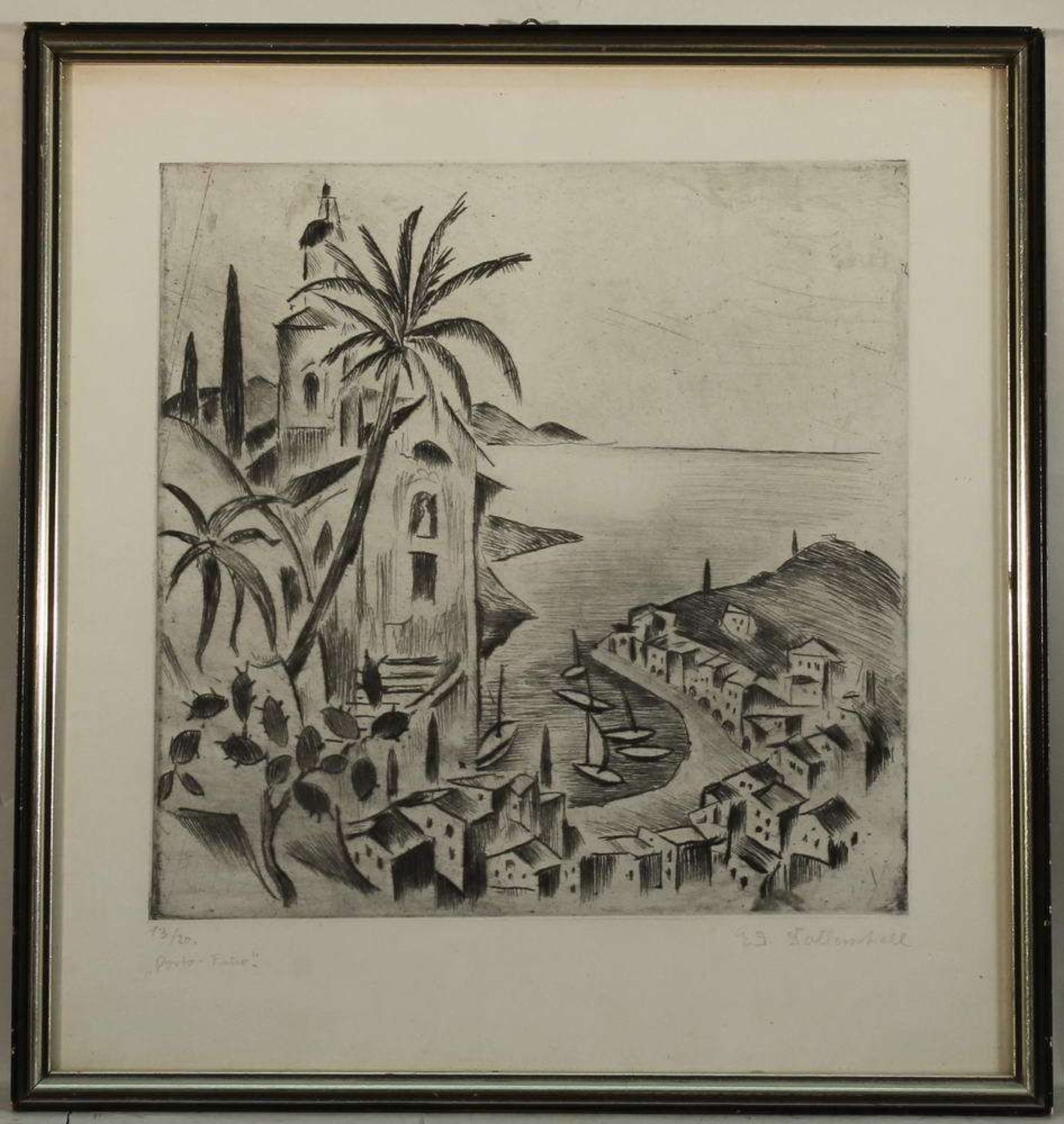 Reserve: 60 EUR        Dollerschell, Eduard (1887 - 1948, Maler und Grafiker), Radierung, "Porto - Image 3 of 6