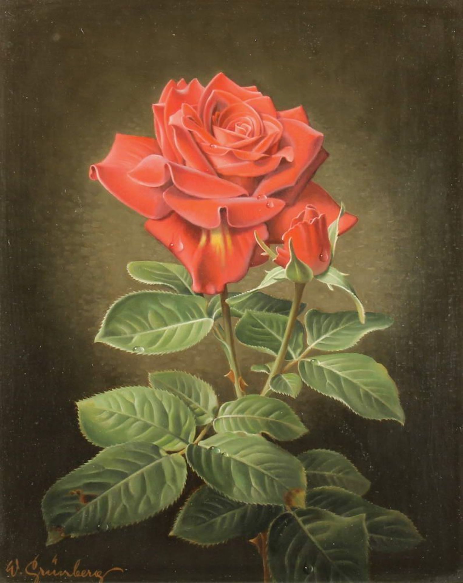 Reserve: 200 EUR        Grünberg, Wolfgang (1909 - 2001, in Köln tätiger Blumenmaler), "Rote