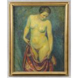 Burmester, Georg (Barmen 1864 - 1936 Kiel)  Painting, oil on canvas, standing nude with blanket,