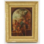 Dutch painter of the 19th century Painting, oil on board, wandering musicians, on the backside