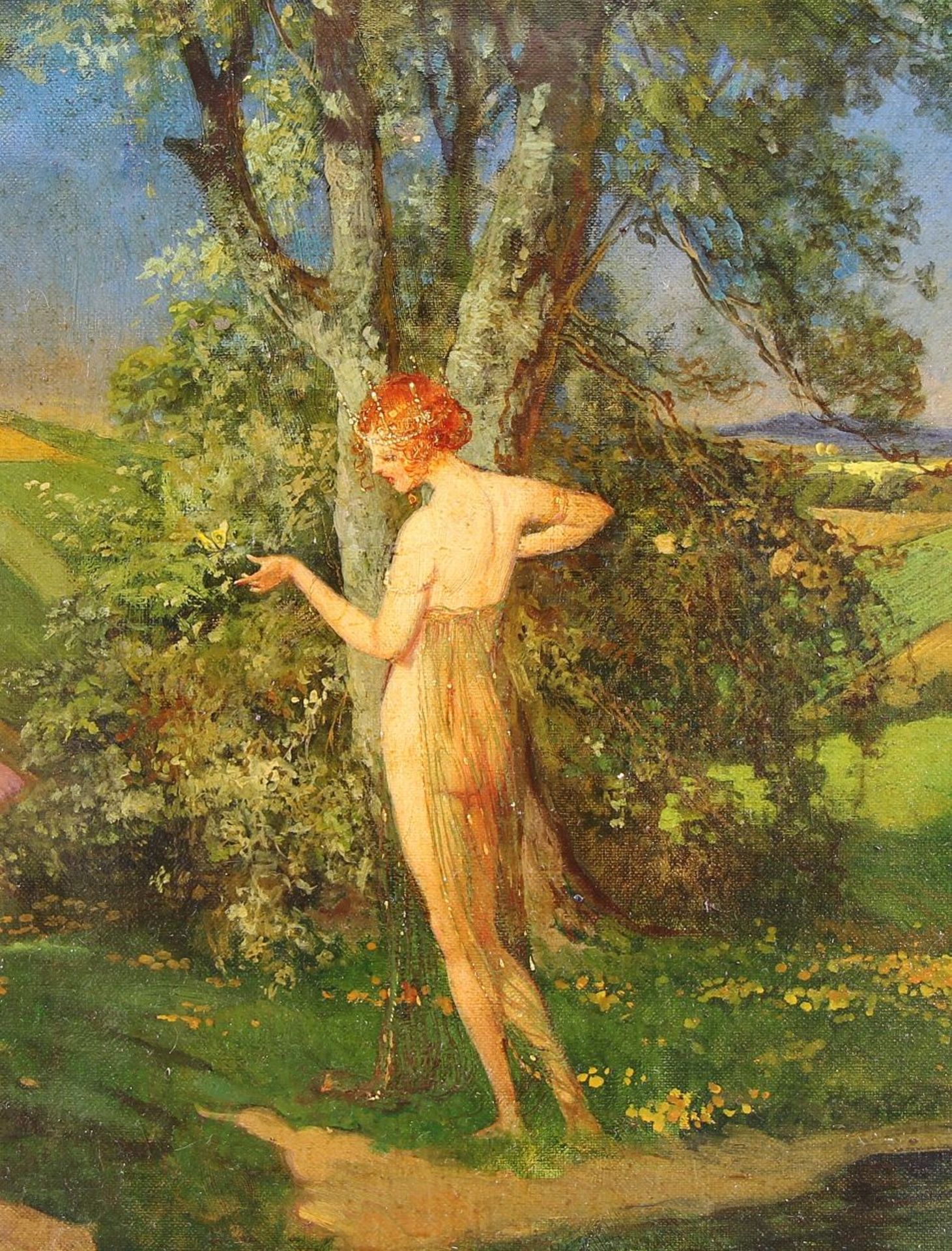 Koberstein, Hans (Schulpforta 1864 - 1945 Berlin)  Painting, oil on canvas, nymph with butterfly, - Image 2 of 2