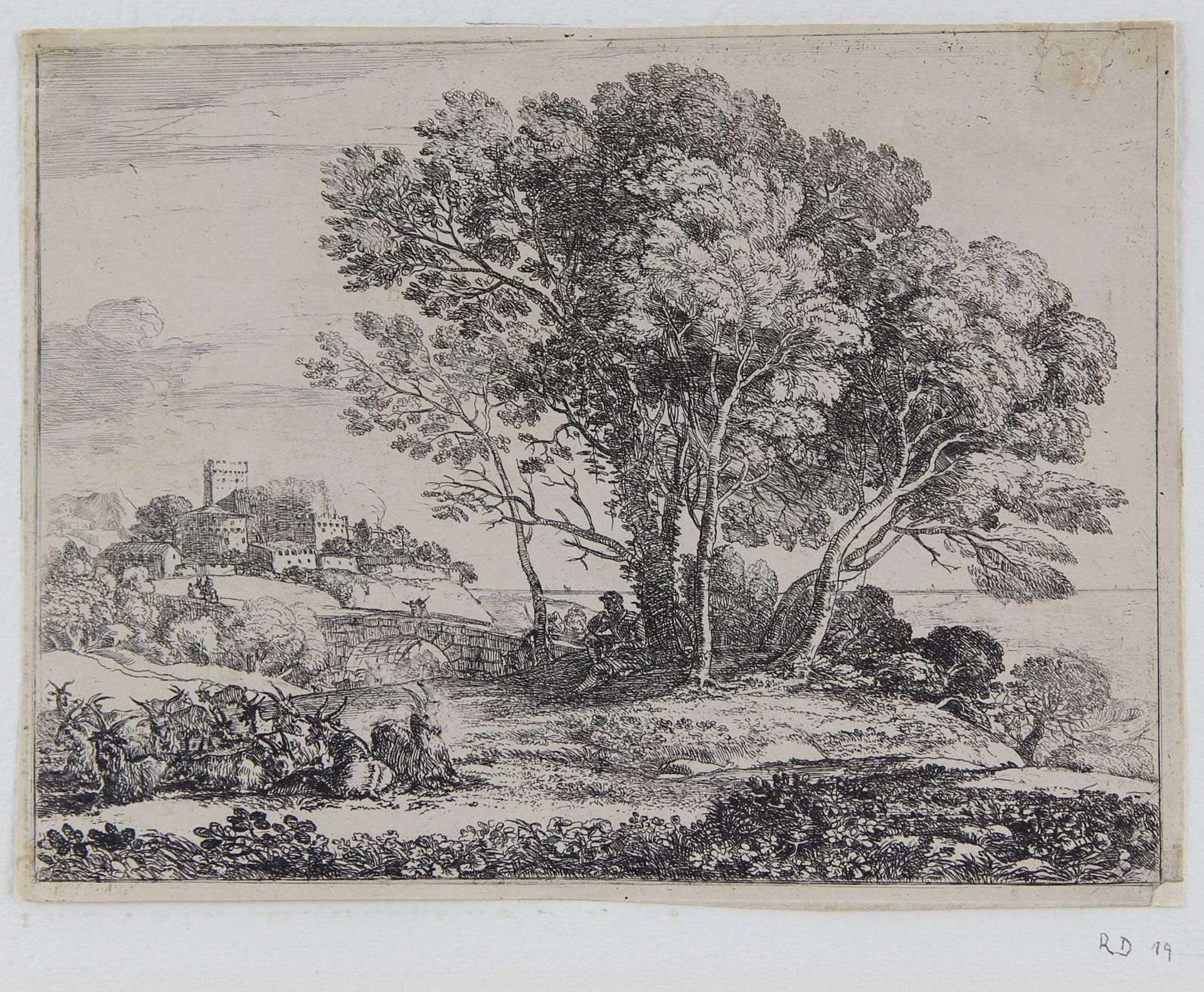 Gelleé, Claude, called La Lorrain (Chamagne/Lorraine ~1600 - 1682 Rome) Etching "Le Chevrier", plate