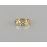 Ring 18ct. yellow gold with five diamonds G-H/si, total 0.50 ct., size 53, weight 4.4 gr., good