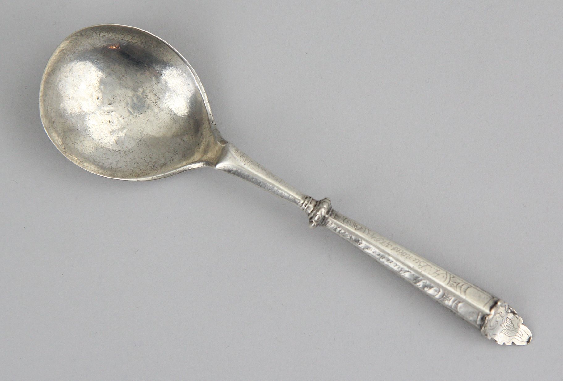 Spoon Engraved silver, l. 20 cm, weight 43 gr., probably Johann Georg Pfister Neisse/Silesia c.1745,