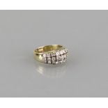 Ring 14ct. yellow gold with 27 diamonds G-H/vsi-if, total 2.01 ct., size 58, weight 8.8 gr., very