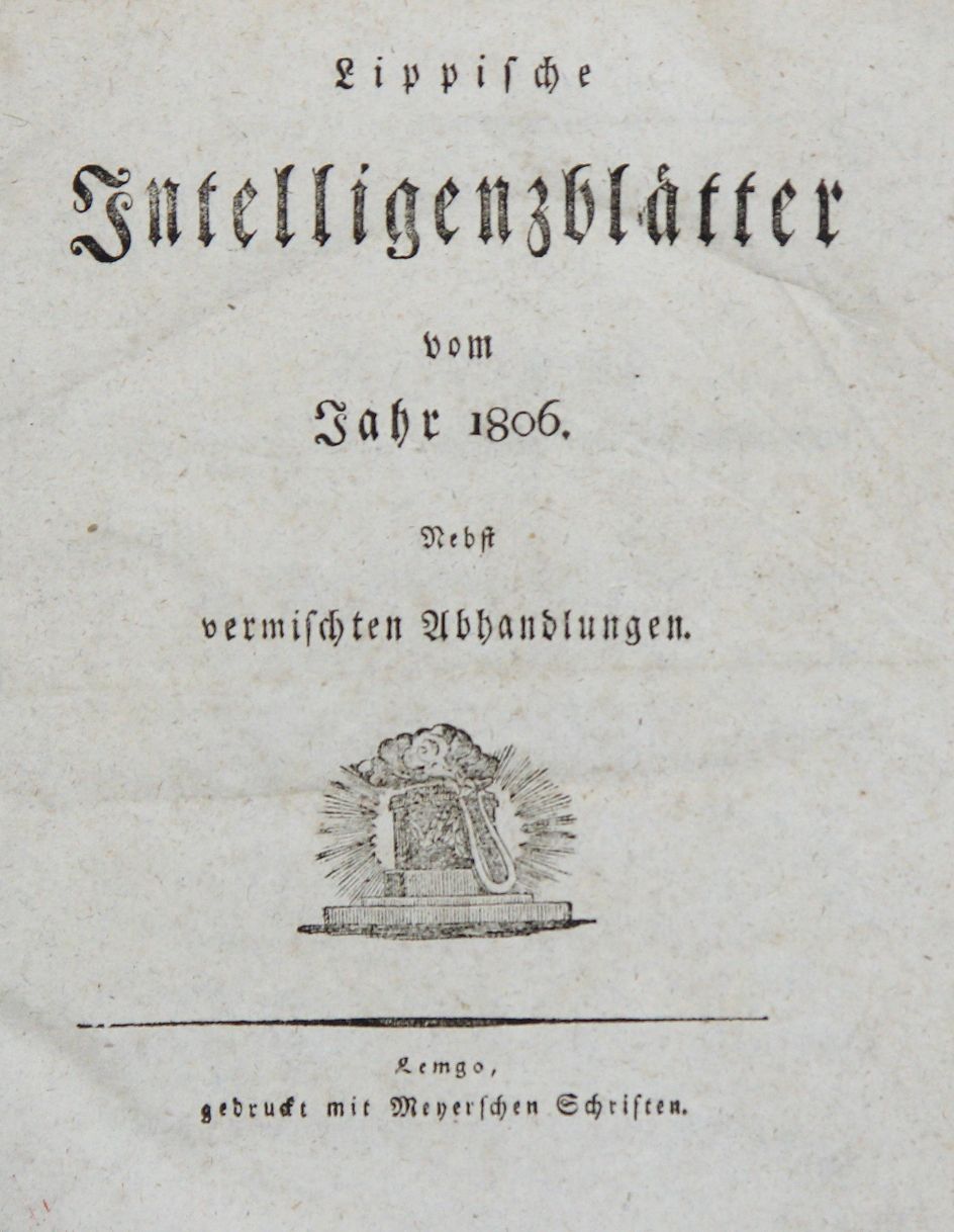 Lippische Intelligenzblätter Acht Jahrgangsausgaben für die Jahre 1803, 1806,1809, 1811, 1812, 1813, - Image 2 of 2