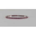 Bracelet 14ct. white gold with 55 rubies, l. 18.8 cm, weight 17.8 gr., Germany 1930s, perfect