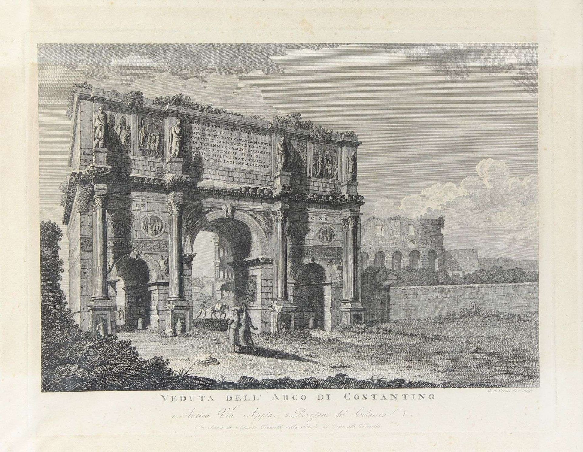 Italian Engravers of the 18th cventury Two views of Roman buildings, "Colosseum" by Francesco - Image 2 of 2