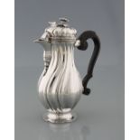 Coffee pot 13 lot silver with wooden handle, fully hallmarked with town mark, probe mark and maker´s