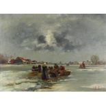 Jungblut, Johann (Saarburg 1860 - 1912 Düsseldorf) Painting, oil on canvas, winter evening with
