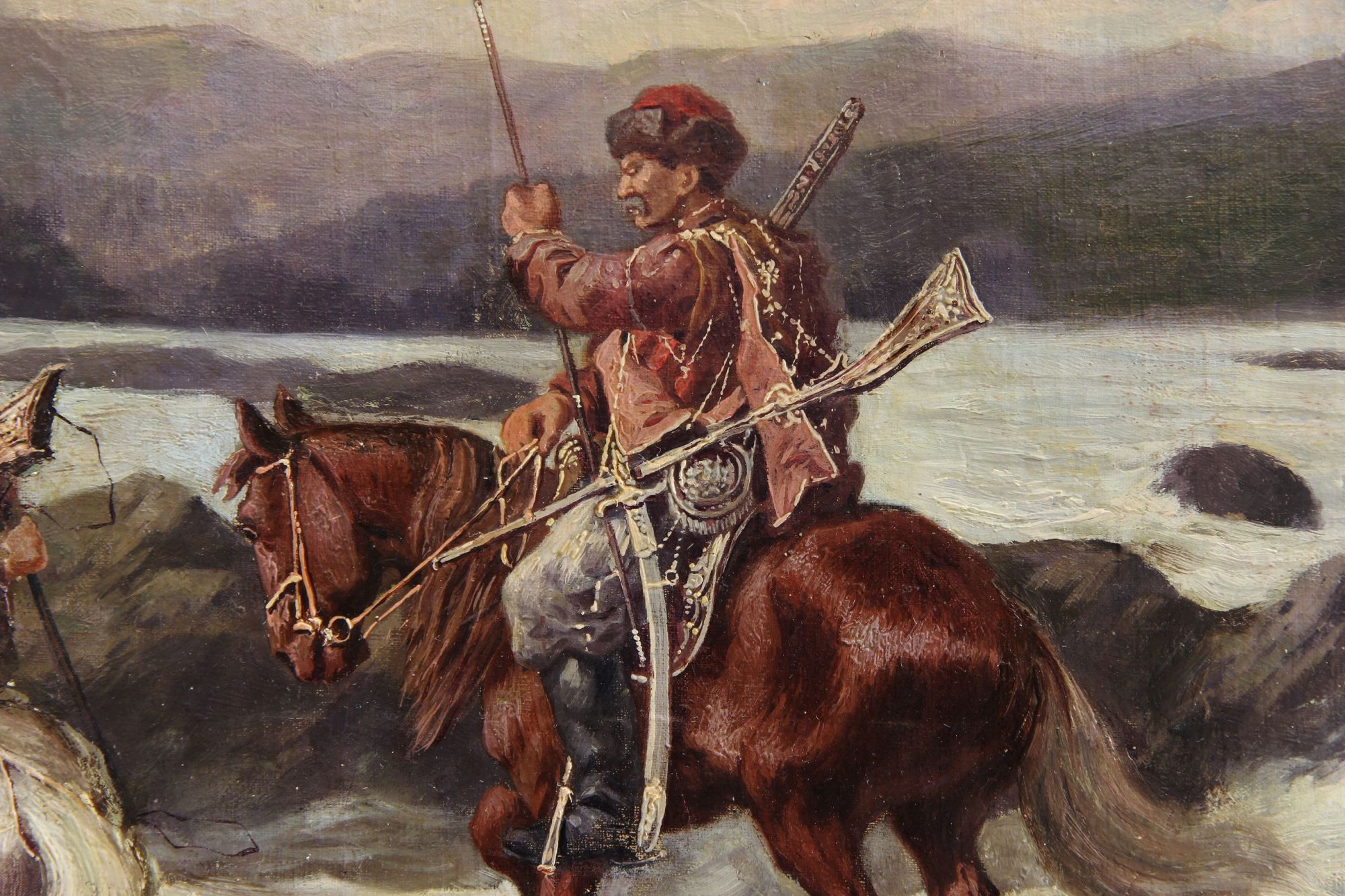 Ivanoff, Ivan (Russian painter of the 19th/20th century)  Painting, oil on canvas, circassian patrol - Image 4 of 5