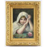 English painter of the 19th century Painting, oil on canvas, portrait of a gipsy girl, signed