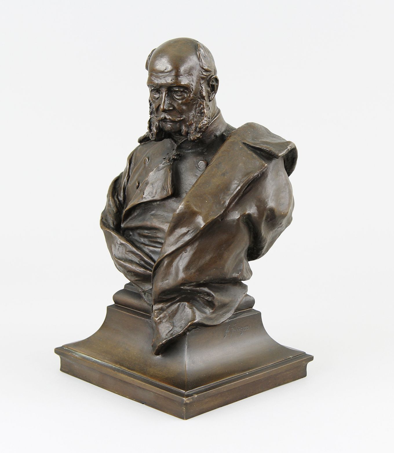 Krüger, Fr. (Deutscher Bildhauer, tätig ~1900) Brustbild "Wilhelm I. von Preussen", Bronze - Image 2 of 5