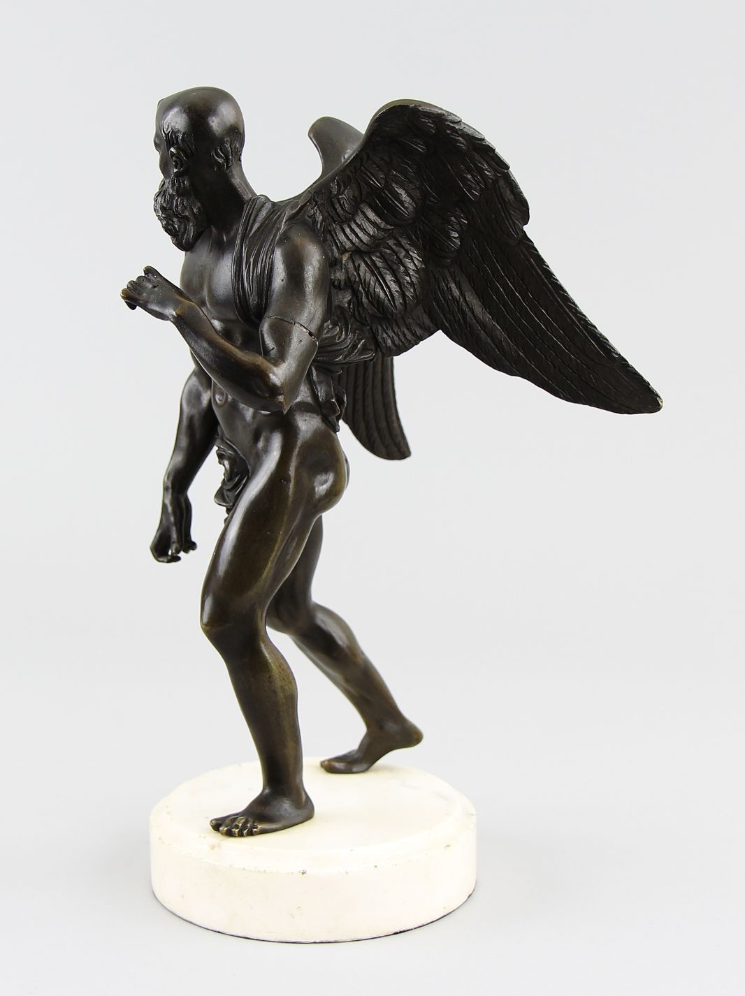 Italian sculptor of the early 19th century Figure "Chronos", patinated bronze with original marble - Image 3 of 3