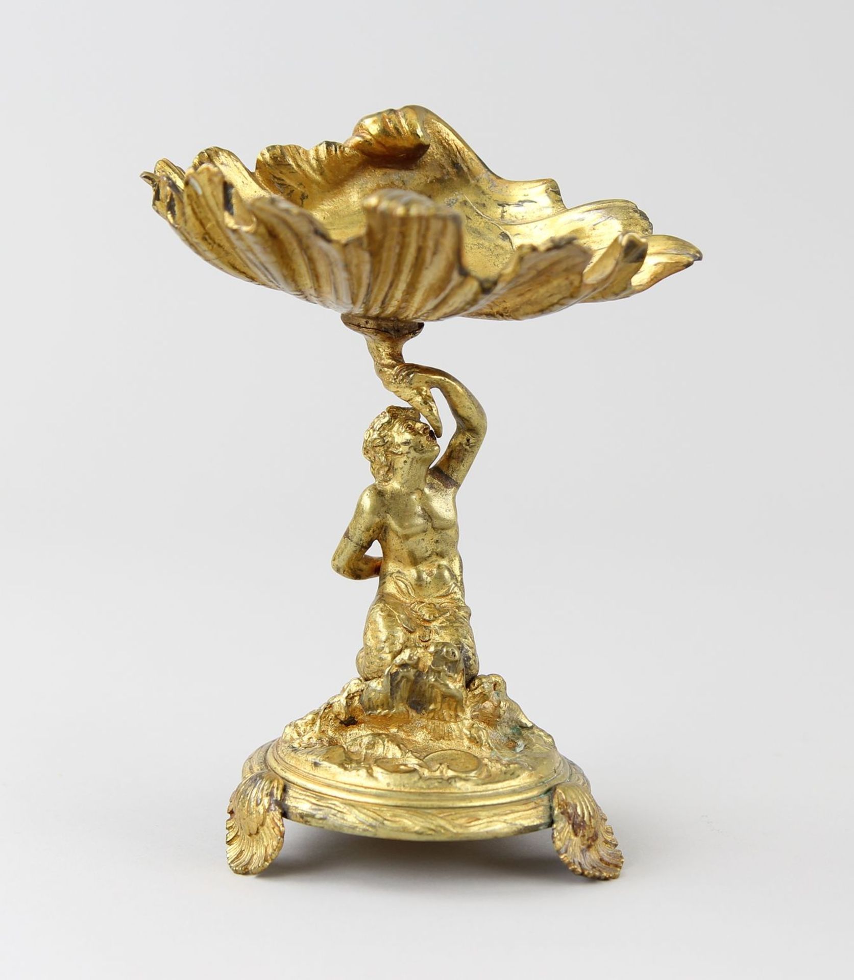 Campagna, Girolamo (Verona 1549 - 1625 Venice) circle  Salt cellar, gilded bronze, a triton carrying