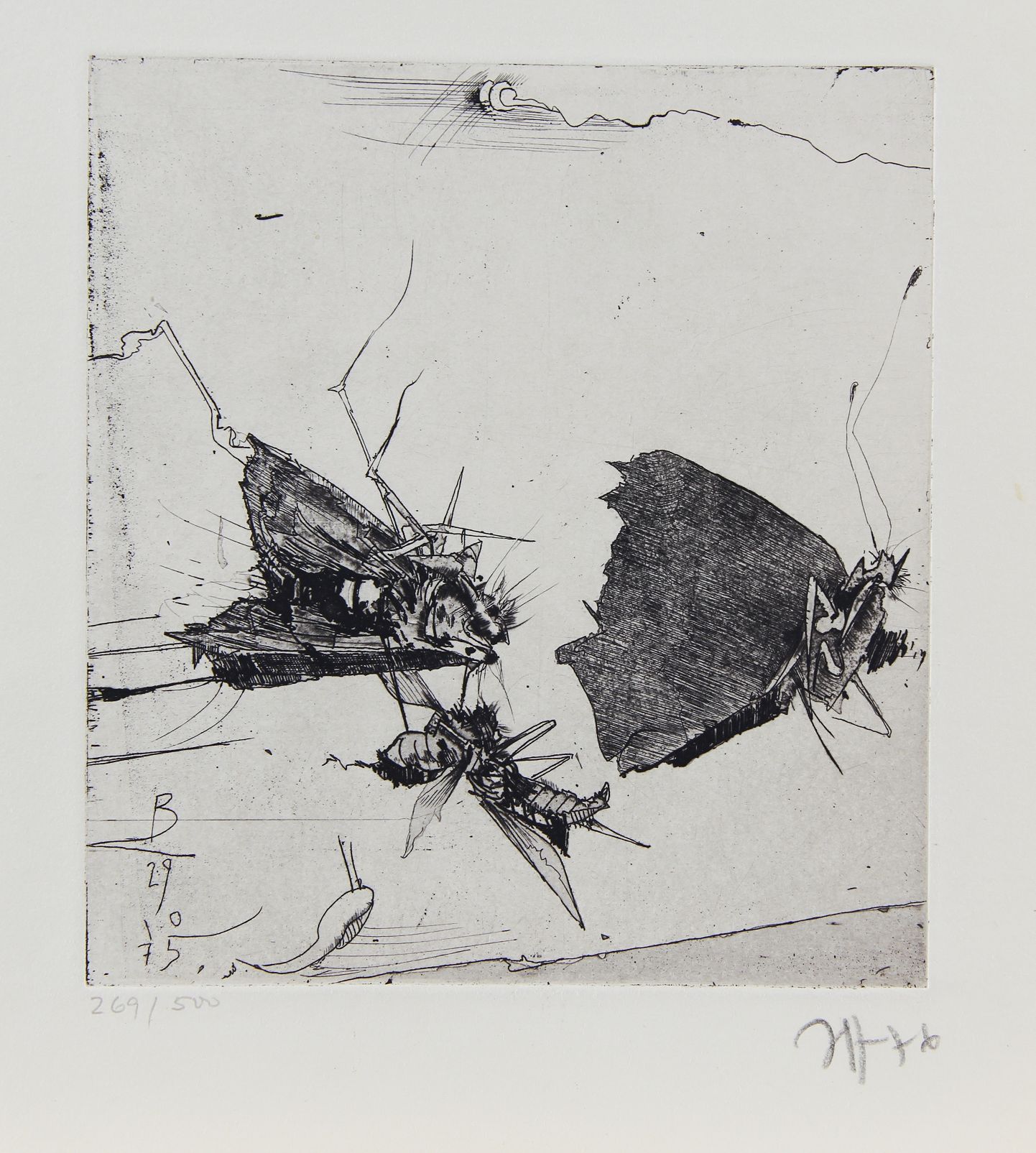Janssen, Horst (Hamburg 1929 - 1995 Hamburg) Zwei Radierungen a) "Amaryllisblüte" auf Japanpapier, - Image 2 of 2