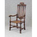 William & Mary armchair Turned and carved walnut with cane seat and back, h. 124 cm, w. 62 cm,