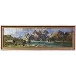 Rabes, Max ( Posen 1868 - 1944 Vienna)  Painting, oil on canvas, Norwegian fjord landscape, signed