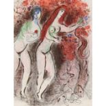 Chagall, Marc (Witebsk 1897 - 1985 St. Paul-de-Vence)  Lithograph in colors "Adam and Eve with the