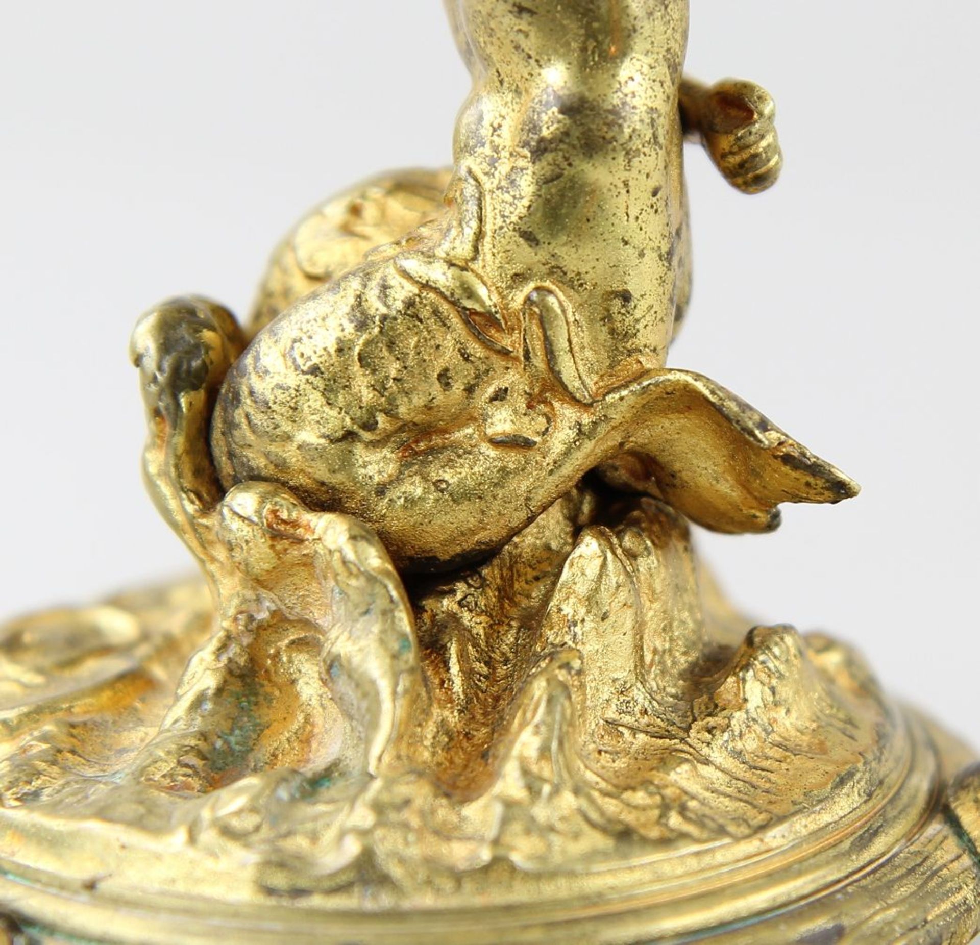 Campagna, Girolamo (Verona 1549 - 1625 Venice) circle  Salt cellar, gilded bronze, a triton carrying - Image 4 of 7