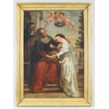 German painter of the 19th century Painting, oil on canvas, allegory of marriage, 68 x 46 cm,