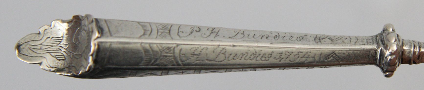 Spoon Engraved silver, l. 20 cm, weight 43 gr., probably Johann Georg Pfister Neisse/Silesia c.1745, - Image 3 of 3
