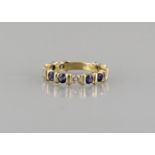 Ring 18ct. yellow gold with four diamond H/vvsi-if a 0.15 ct. and eight saphires of same size,