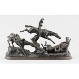 English sculptor of the 19th century Figure "Steeplechase fiasco", patinated iron cast, original