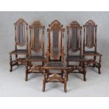 Set of six William & Mary chairs Turned and carved walnut with cane seat and back, h. 118 cm, w.