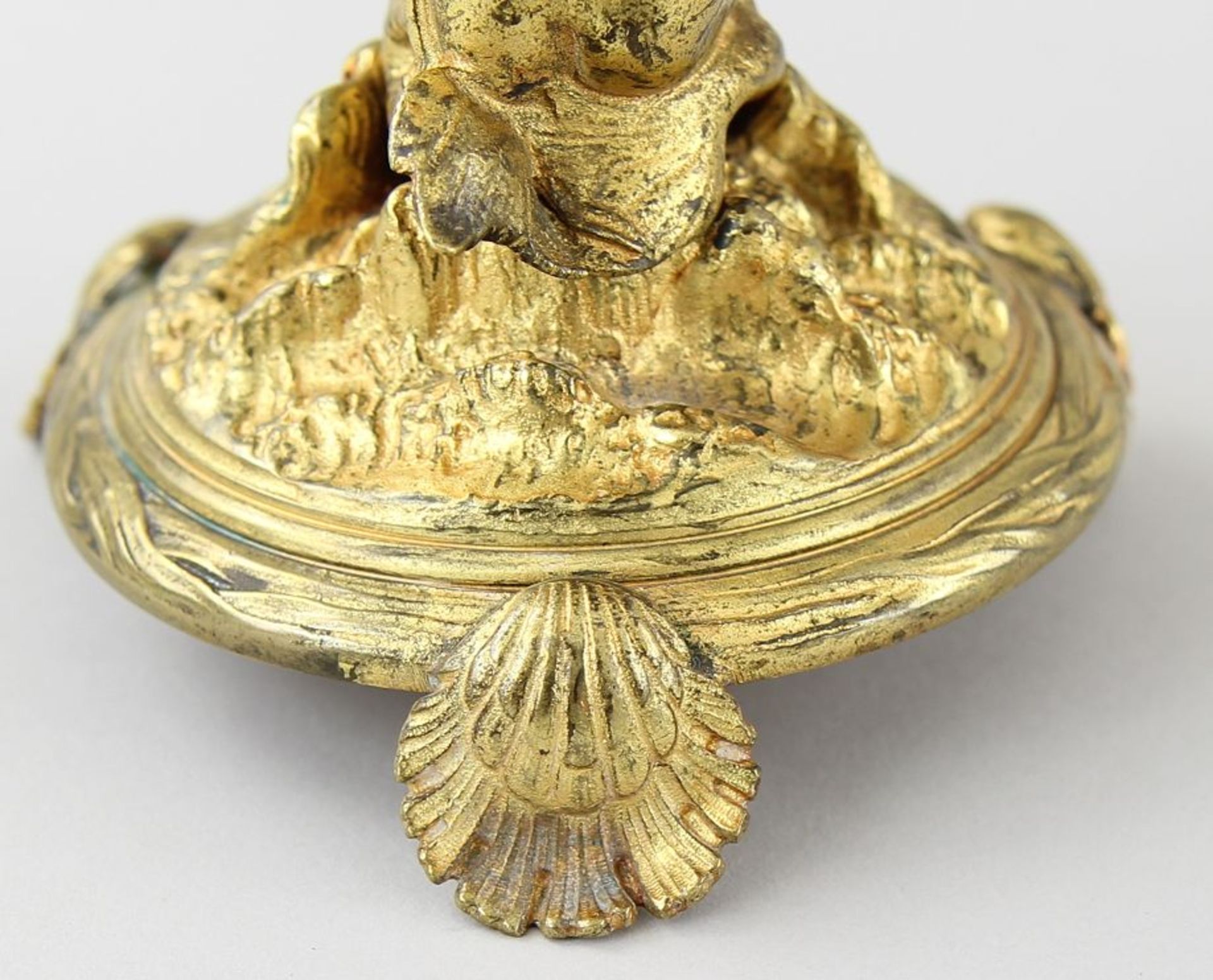 Campagna, Girolamo (Verona 1549 - 1625 Venice) circle  Salt cellar, gilded bronze, a triton carrying - Image 6 of 7