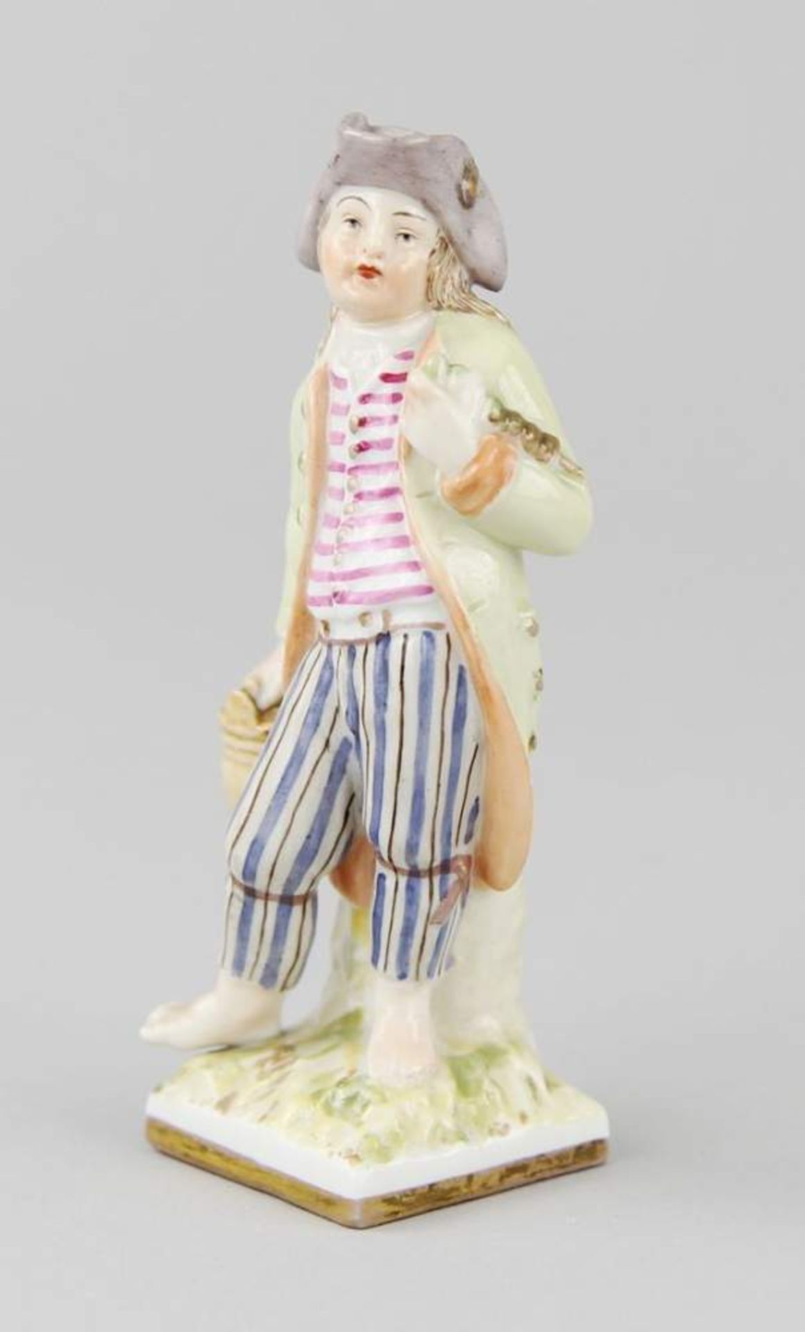 Early Berlin figure "Dill pickle seller" Painted and gilded porcelain, blue underglaze mark, model - Image 2 of 4
