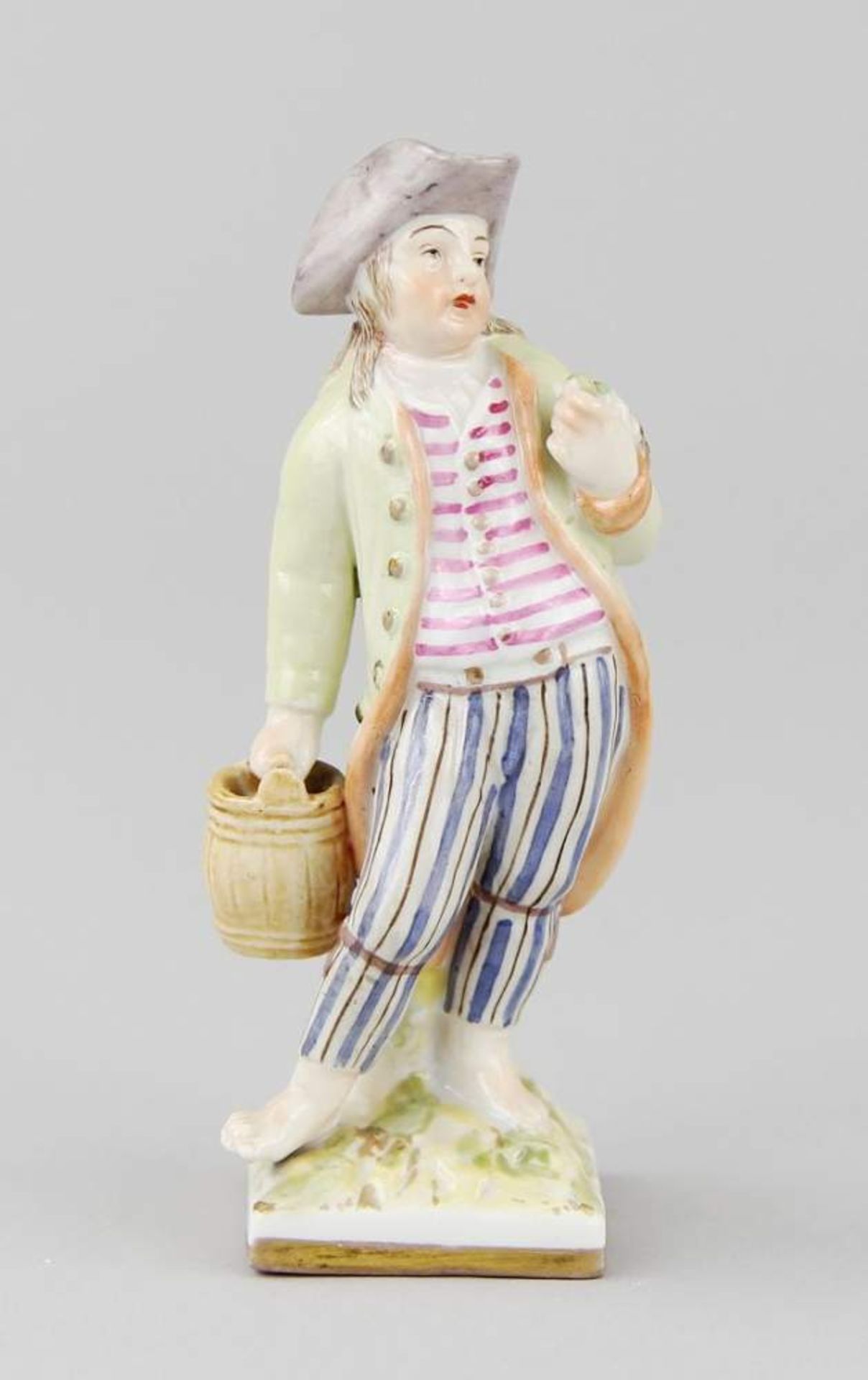 Early Berlin figure "Dill pickle seller" Painted and gilded porcelain, blue underglaze mark, model