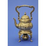 Tee - Rechaud,Silber 800/1000, deutsch, um 1900, mit Reliefdarstellungen, Gesamtgewicht 1495