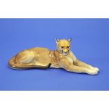 Tierfigur,Liegender Puma, Porzellan, Nymphenburg, um 1900, 40 x 14 cm, 510/140/15Mindestpreis: 800