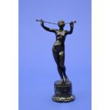 Eugen Schlipf                            (1869 Buchau - 1943),"Die Schalmeienspielerin", Bronze,