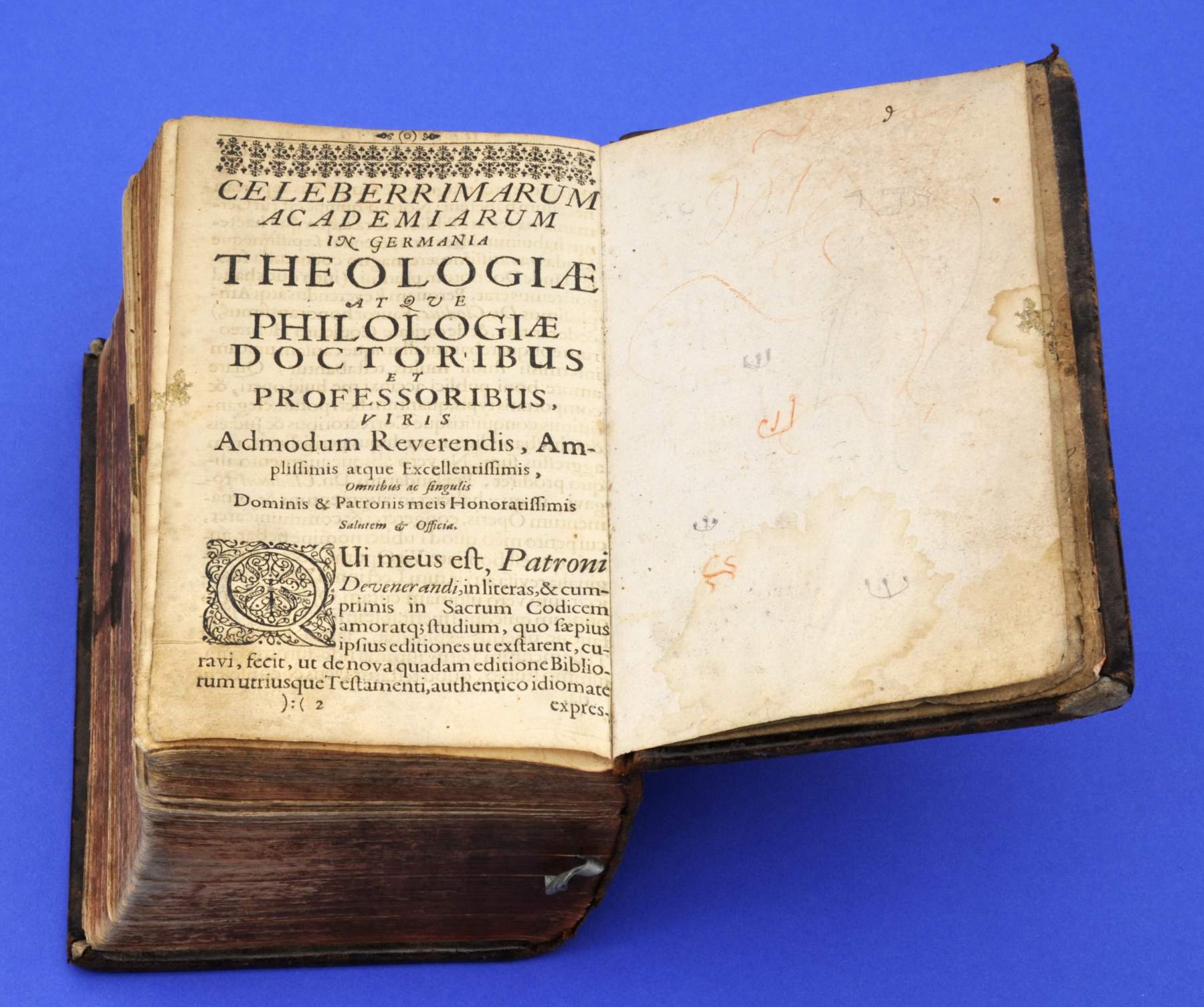 Bibel,Frankfurt am Main 1677, von Professor David Clodii, Ledereinband, darin 1 Holzschnitt, 480/ - Image 2 of 2