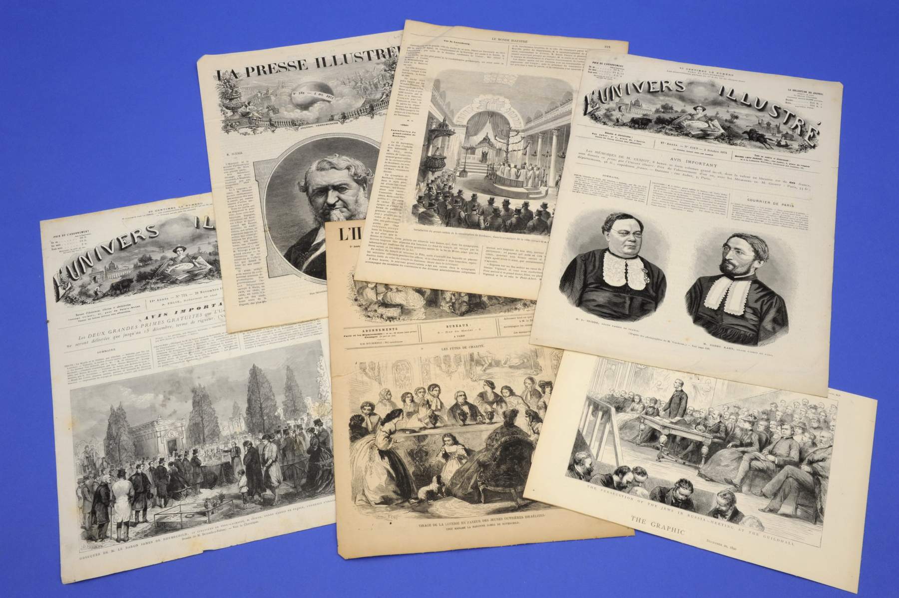L´Universe Illustré,Frankreich um 1870, 6 Blätter mit Darstellungen aus dem jüdischen Leben, 480/