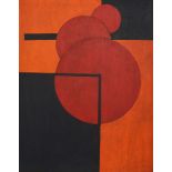 Russischer Künstler des 20. Jh.Komposition in Schwarz, Orange und Rot, Öl auf Holz, 64,5 cm x 52 cm,