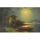 Carl Schweninger der Ältere (1818 Wien - 1887 ebenda)Angler im Mondschein, Öl auf Leinwand, 67 cm