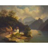 Johann Josef Rauch (wohl Österreich, 1805 - 1866)Gebirgssee in den Alpen, Öl auf Leinwand auf